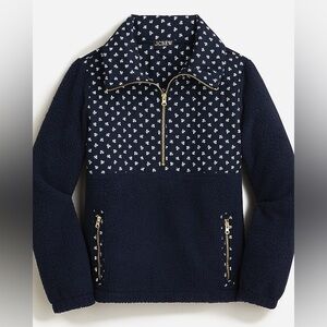 J.Crew Quilted Sherpa Fleece Half-Zip Pullover